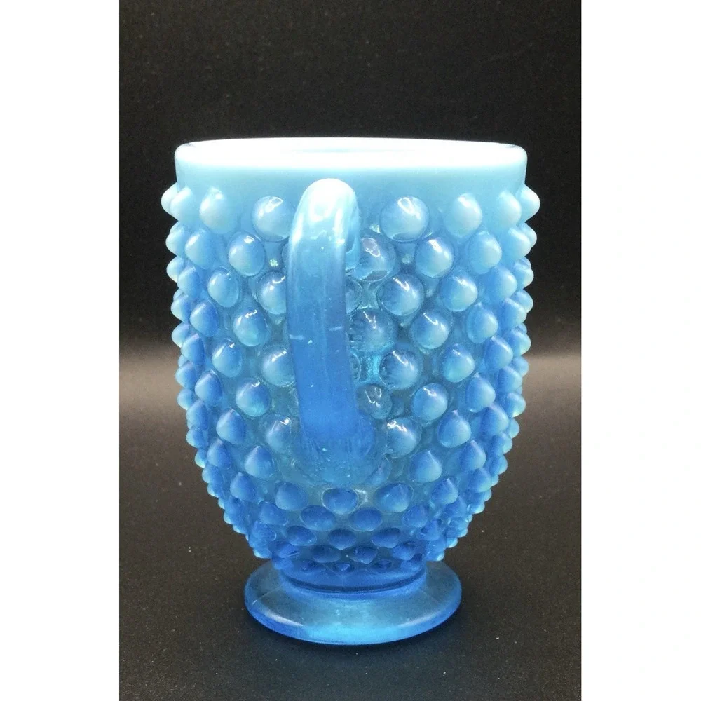 Fenton Blue Opalescent Art Glass Hobnail Sugar Bowl  3.25